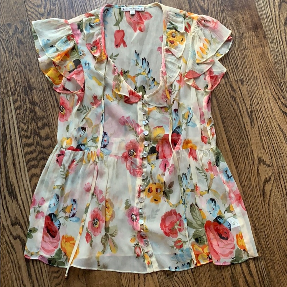 Nanette Lenore silk floral blouse, size 0